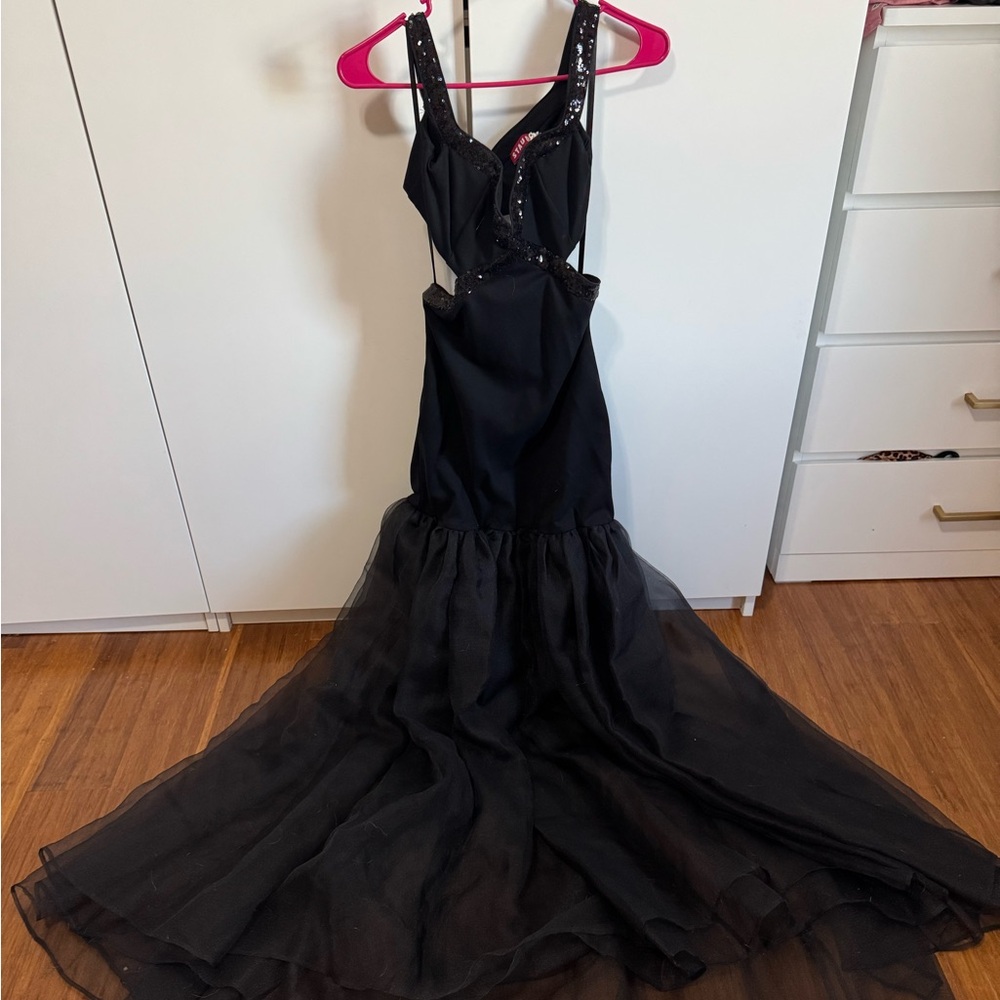 Staud Emmaline cutout gown black tulle skirt